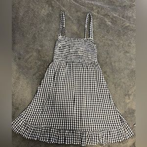 Abercrombie & Fitch Navy Gingham Smocked Mini Dress